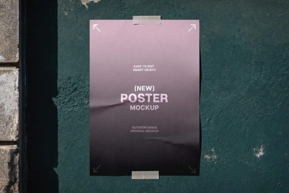 Download Taped Wall Poster Mockup