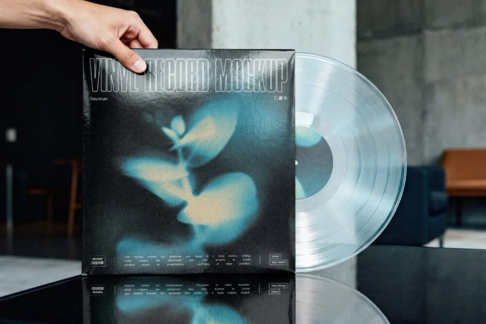 Download Vinyl Record Mockup with Sleeve and Clear LP