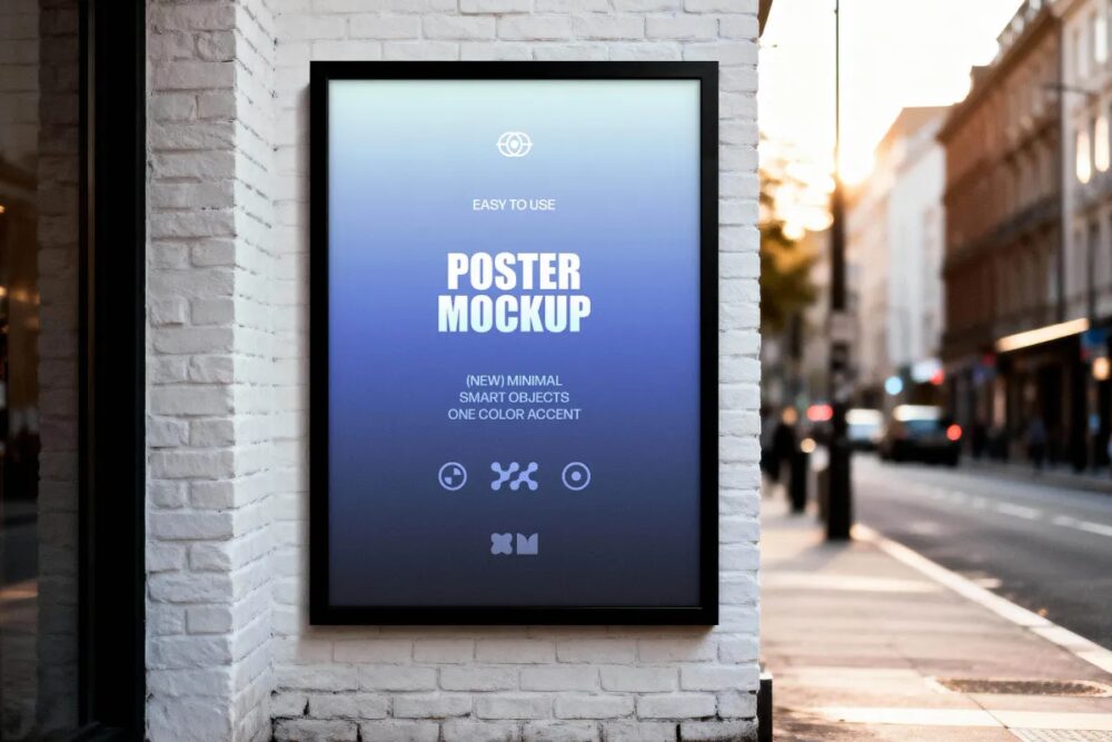 Download White Brick Wall Poster Mockup