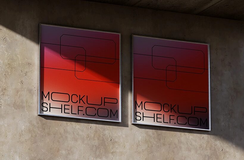 Dual Wall Billboard Mockup PSD, Double Display Scene