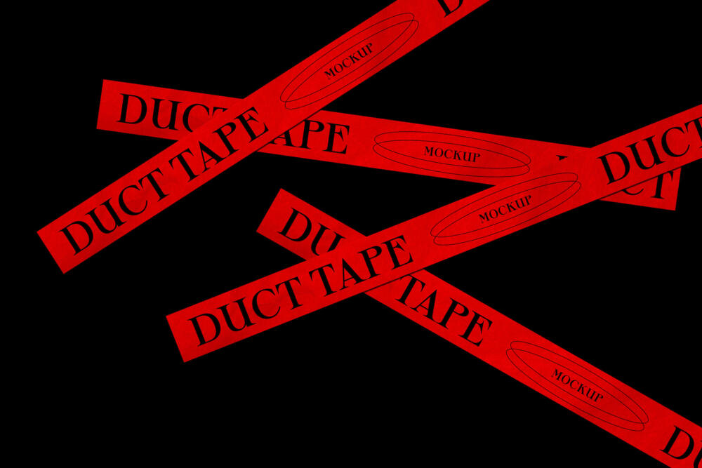 Duct Tape Mockups On Black Background Top View