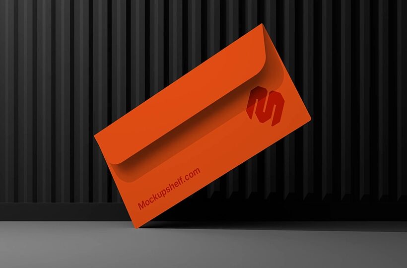 Envelope Mockup on Ribbed Panel PSD, Studio Scene