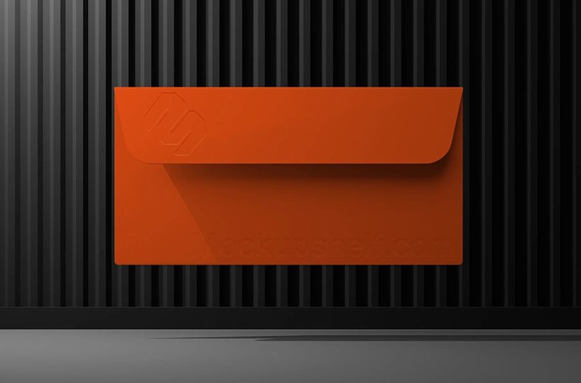 Envelope Mockup on Ribbed Panel PSD, Studio Scene