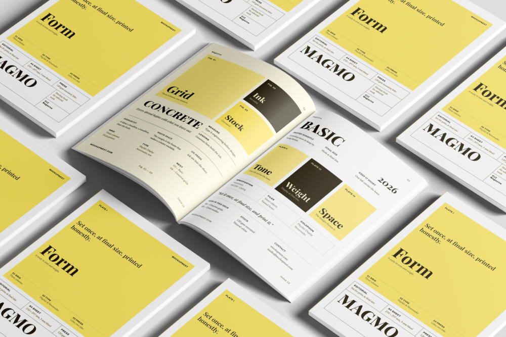 EU Magazine Mockup High Angle View