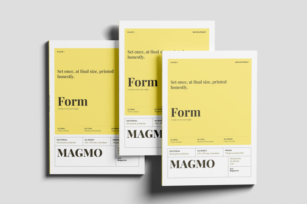 EU Magazine Mockup In Studio Light