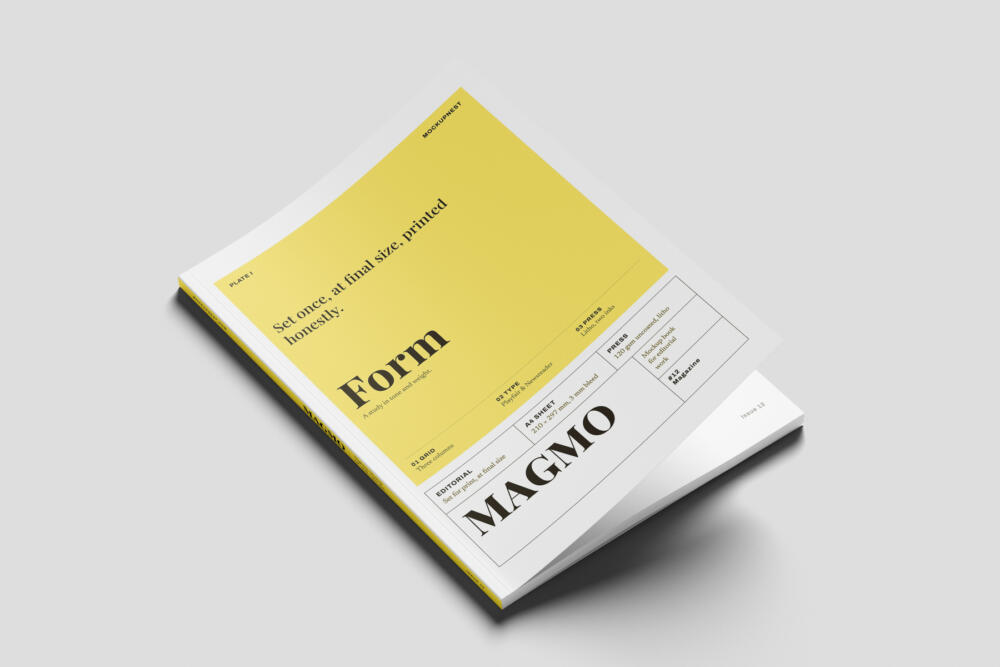 EU Magazine Mockup Low Perspective