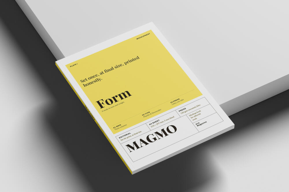 EU Magazine Mockup Minimal Studio Background