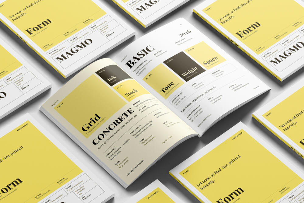 EU Magazine Mockup Paper Stack