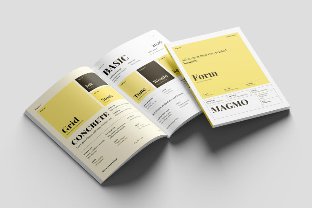 EU Magazine Mockup With Soft Shadows