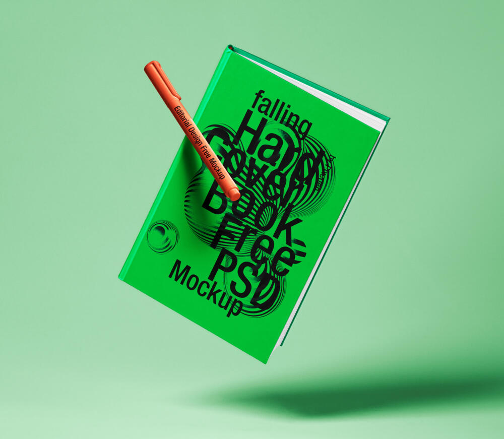 Falling Psd Hardcover Book Mockup
