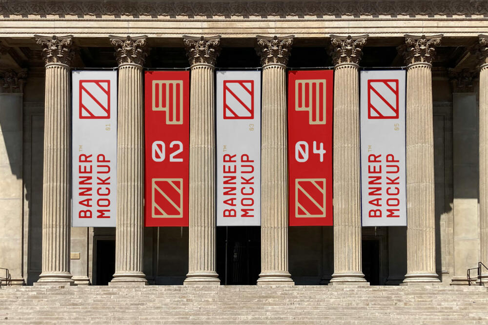 Five Hanging Banner Mockups