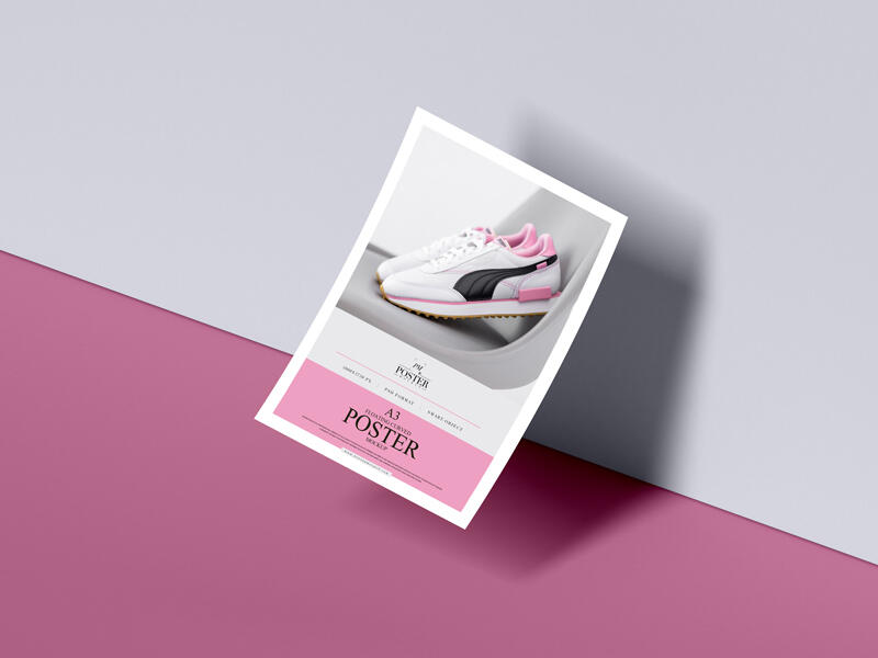 Floating A3 Curved Poster Mockup
