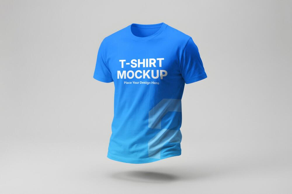 Floating Blue T-Shirt Mockup