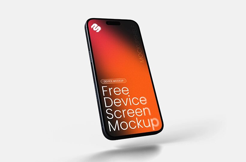 Floating Phone Mockup PSD, Minimal Studio Scene