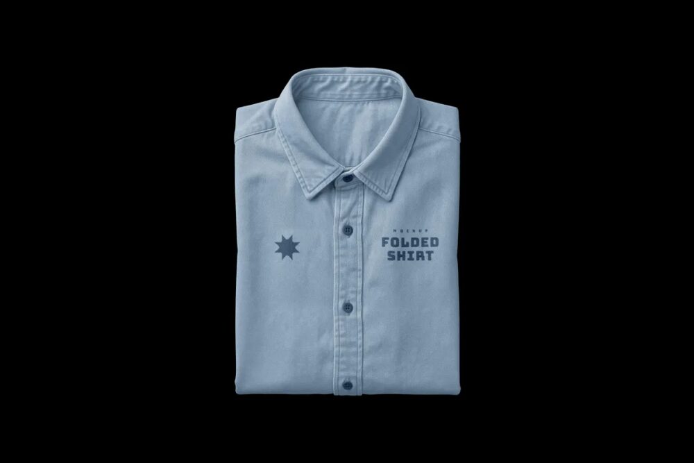 Folded Denim Shirt Mockup — PSD