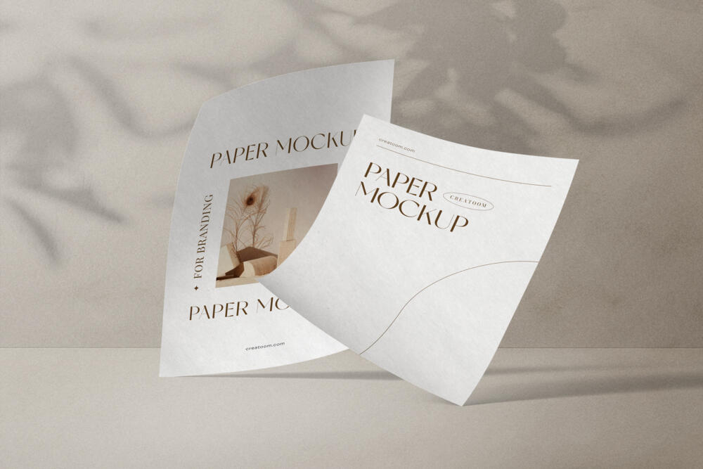 Folded Paper Mockups Front View