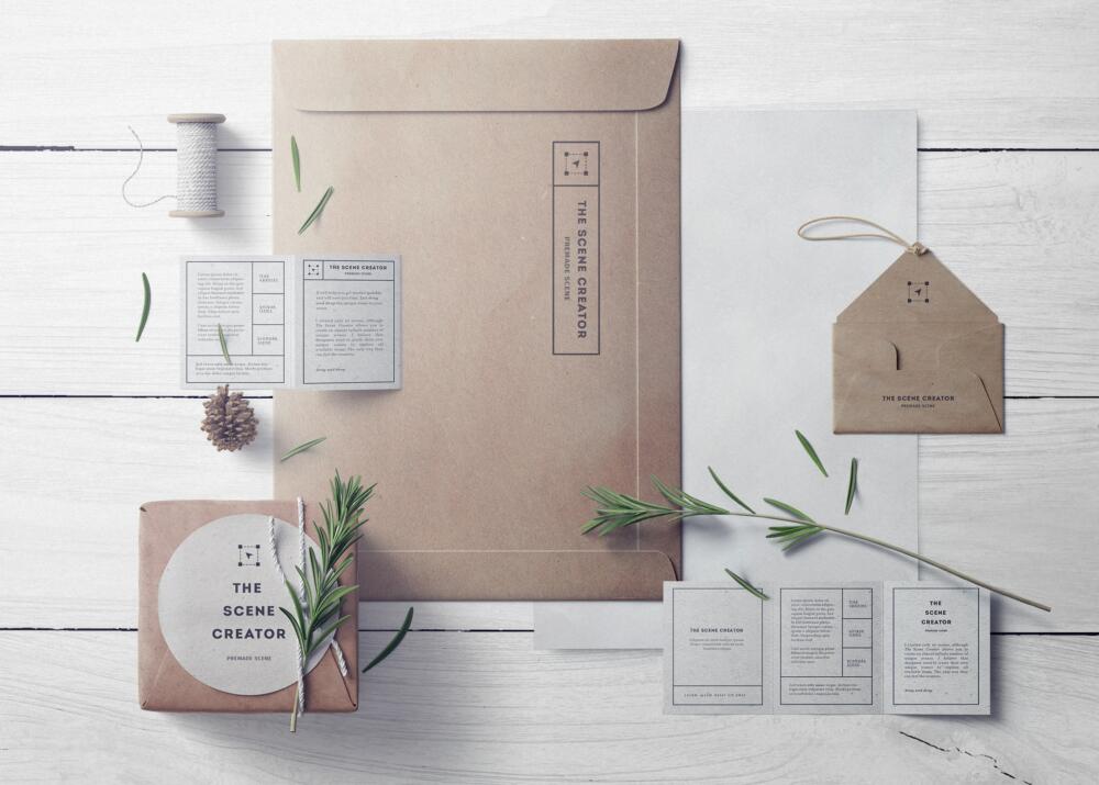 Folder With Paper Cosmetics Mockup Top View