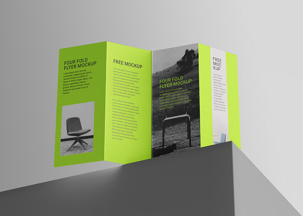 Four Fold Flyer Mockup - Mockup PSD