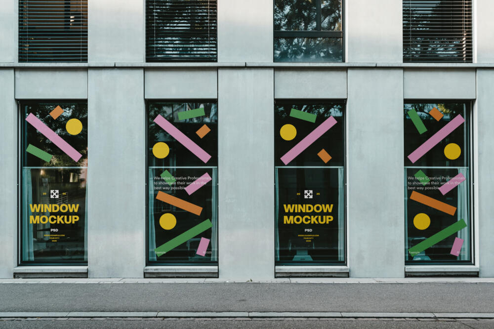 Four Front View Window Mockups