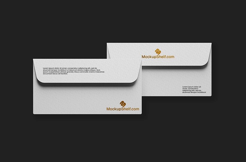 Front and Back Envelope Mockup PSD, Studio DL Scene