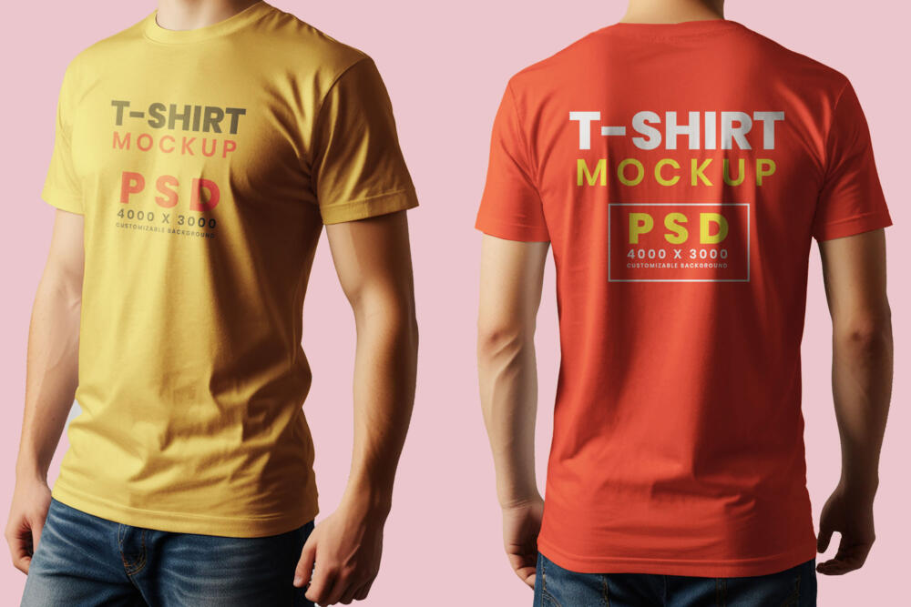 Front Back Man T-shirt Mockup