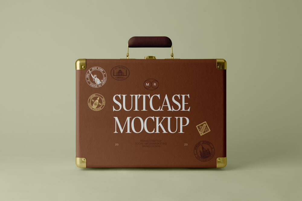 Front Standing Suitcase Mockup