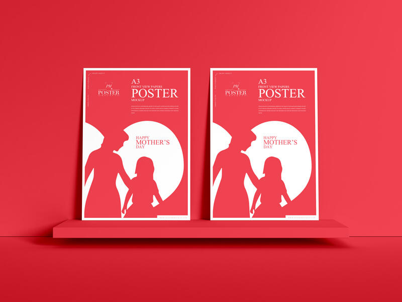 Front View A3 Papers Poster Mockup
