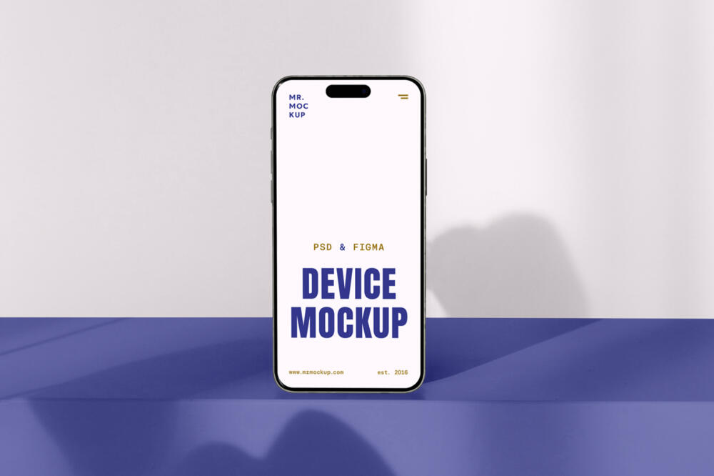 Front View Standing iPhone 16 Pro Mockup