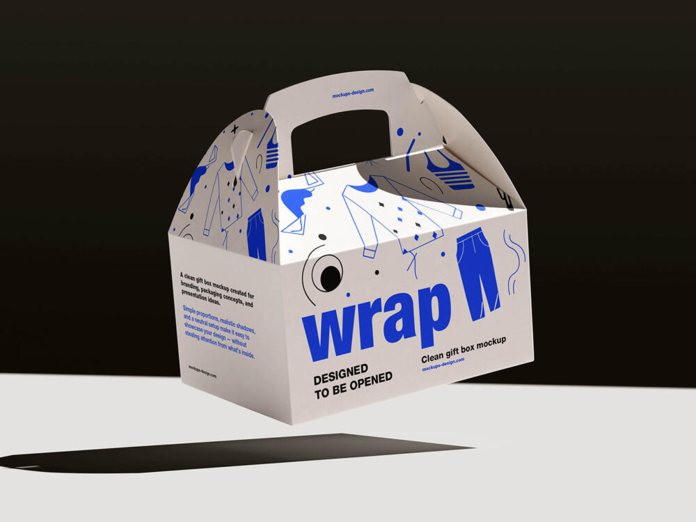 Gable-style gift box mockup