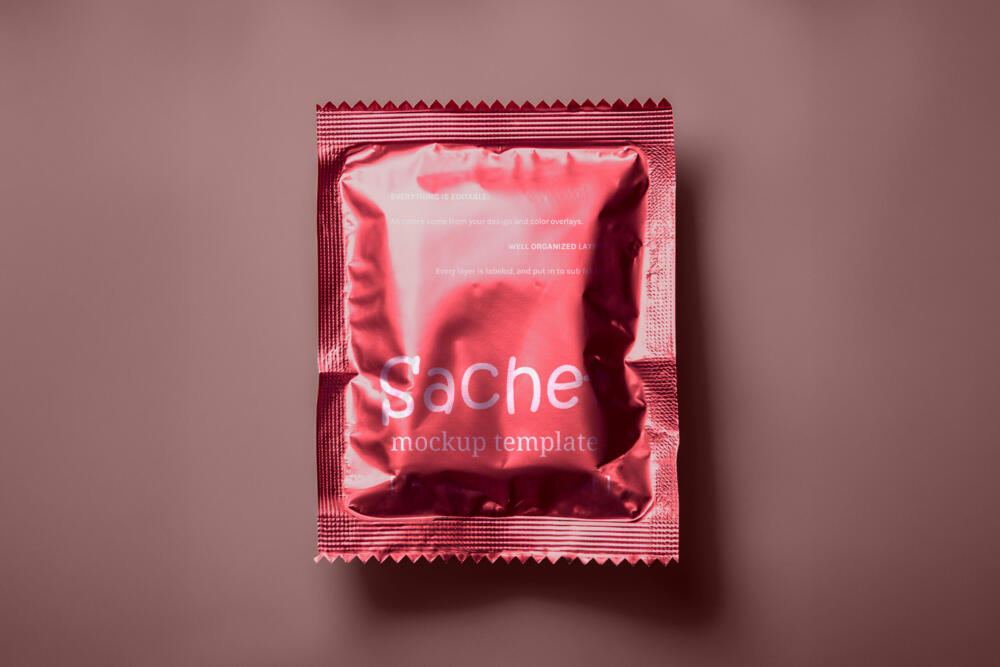 Glossy Aluminum Foil Sachet Mockup
