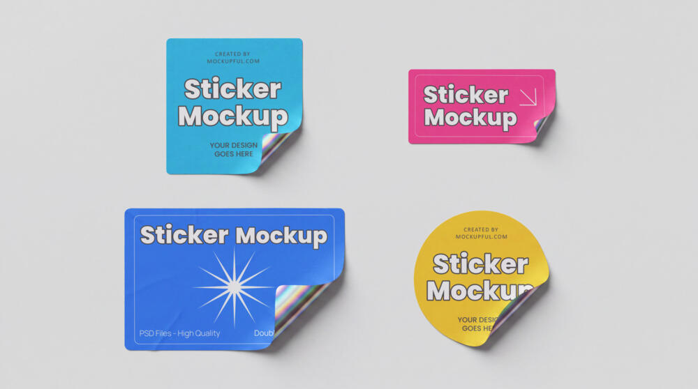 Glued Sticker Mockup