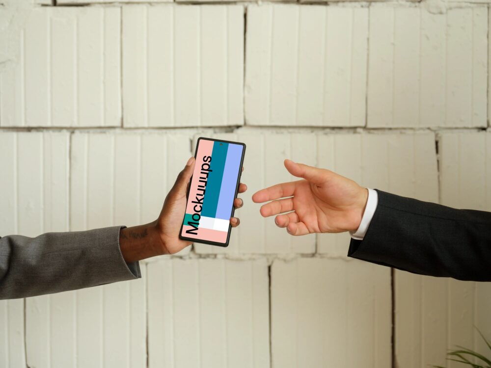 Google Pixel 6 mockup in entrepreneur’s hand