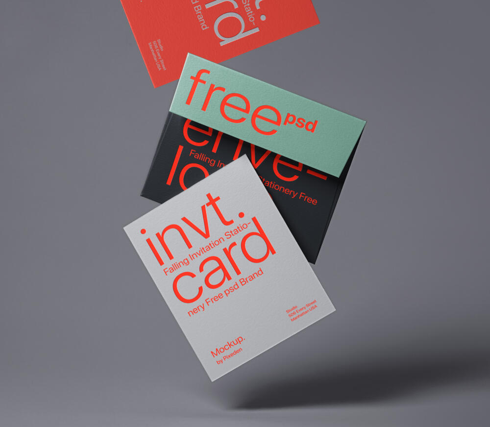 Gravity Invitation Psd Stationery Mockup
