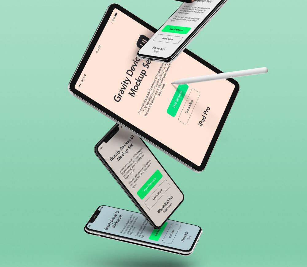 Gravity Psd Devices UI Mockup Set v7