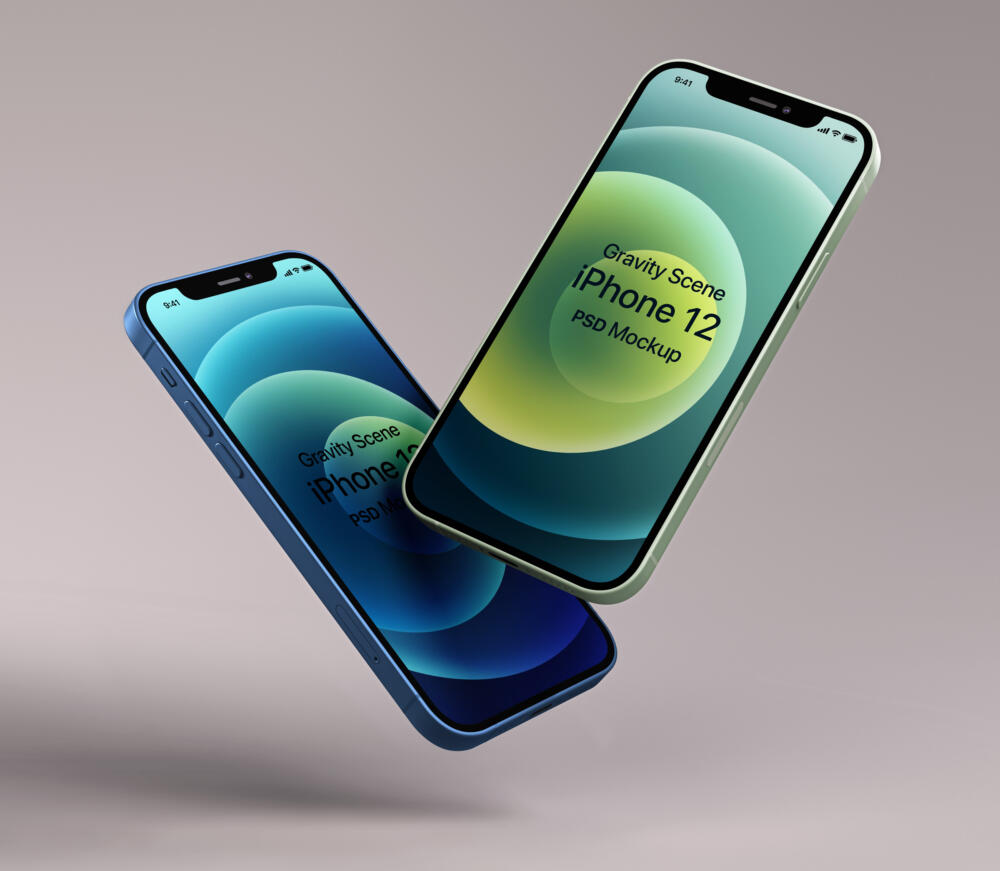 Gravity Psd Iphone 12 Mockup Set