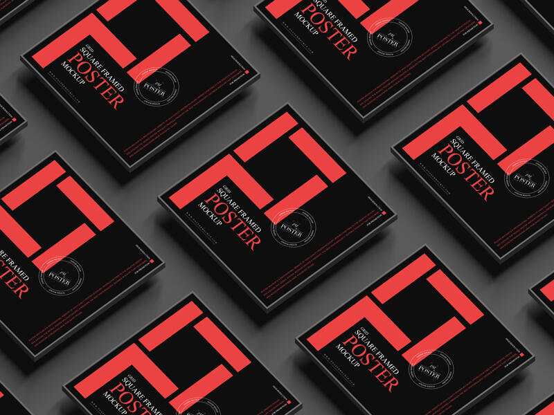 Grid Square Framed Poster Mockup