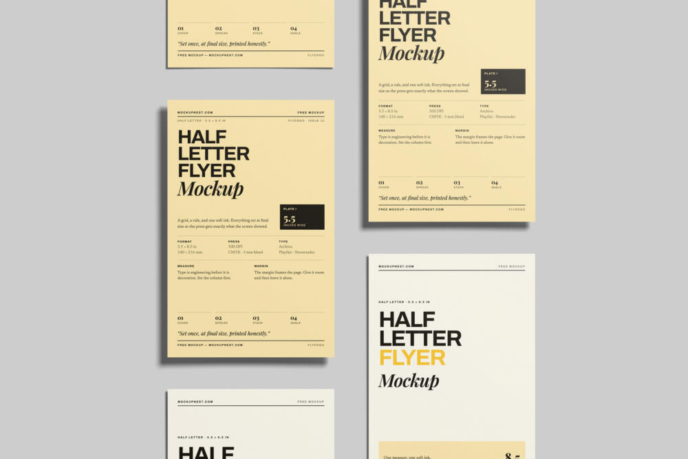 Half Letter Leaflet Mockup