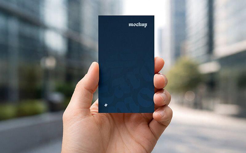 Hand Holding Business Card Mockup