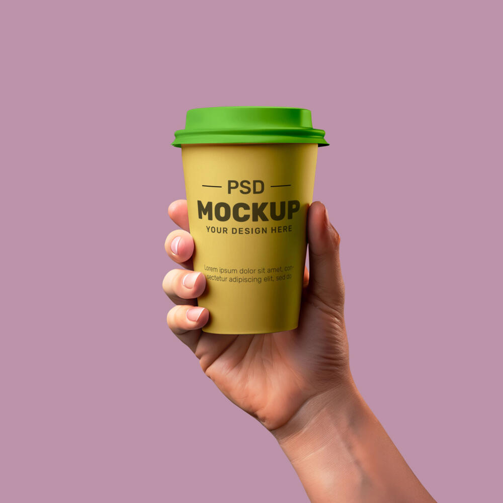Hand Holding Cup Mockup
