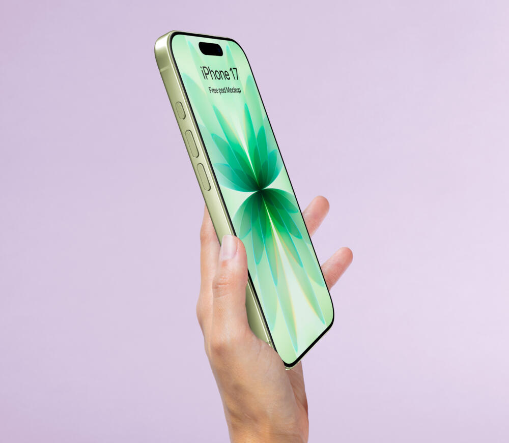 Hand Holding iPhone 17 Psd Mockup