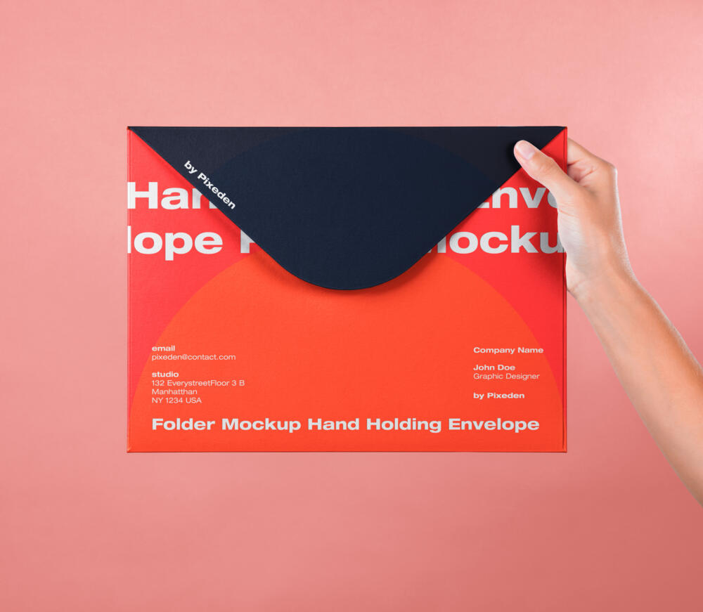 Hand Holding Large Psd Envelope Mockup