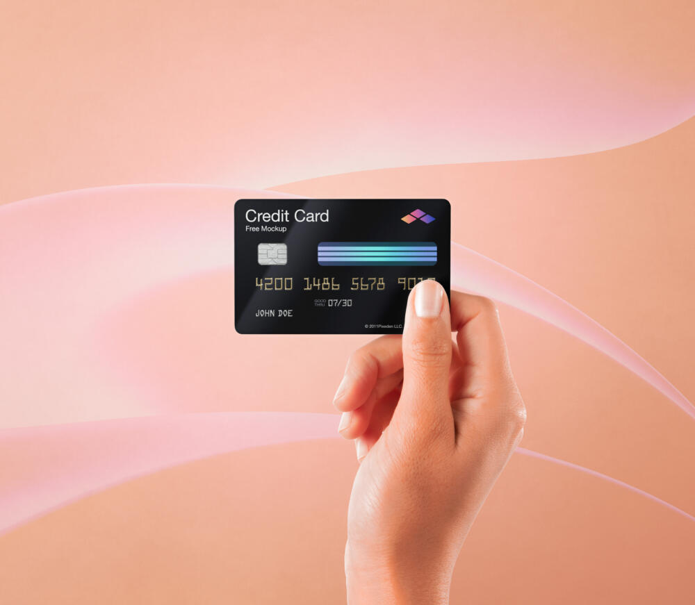 Hand Holding Psd Credit Card Mockup