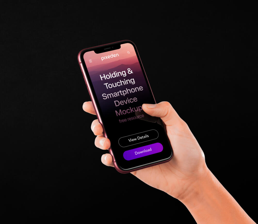 Hand Holding Psd iPhone Mockup
