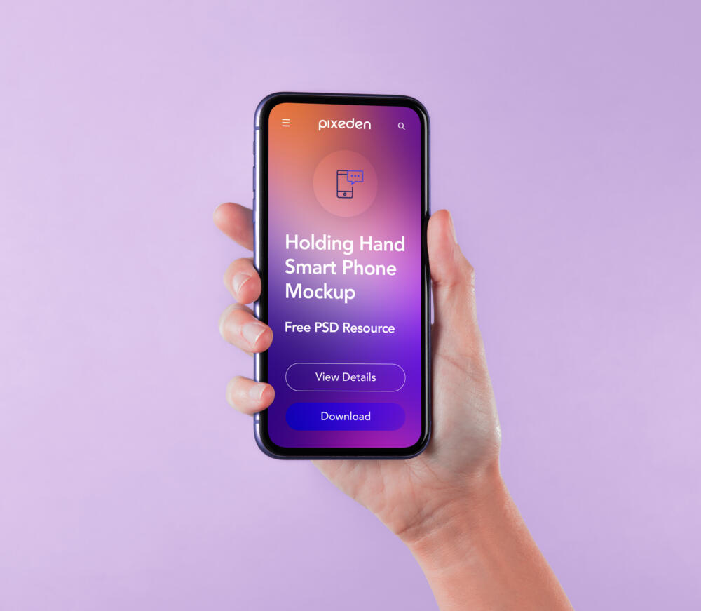 Hand Holding Psd Smartphone Mockup