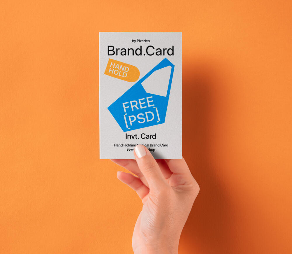 Hand Holding Vertical Brand Card Psd Mockup