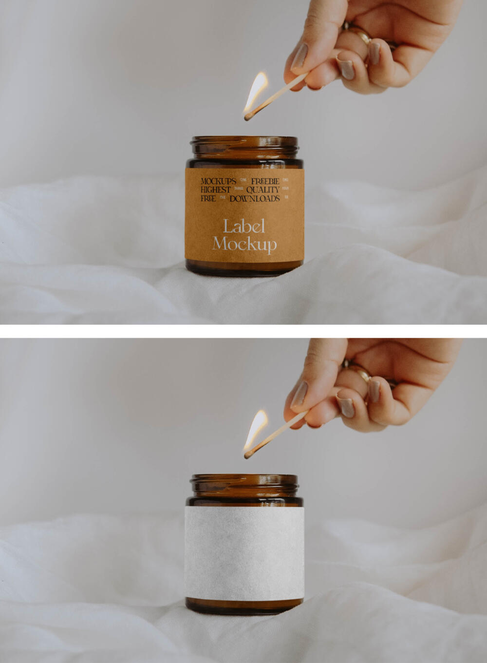 Hand Light Candle Mockup