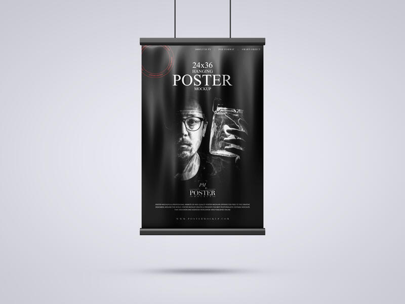 Hanging 24x36 Modern Poster Mockup