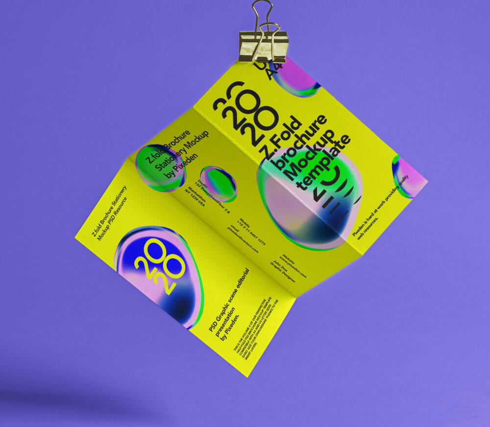 Hanging Z-Fold Psd Brochure Mockup