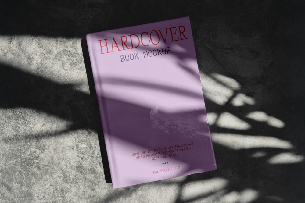 Hardcover Book on Concrete Mockup