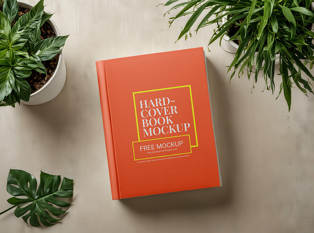 Hardcover Book on Plain Surface Mockup
